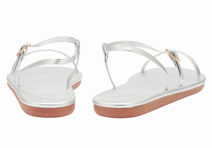 Silver Ancient Greek Sandals Niove Women Back-Strap Sandals | YFK737CP