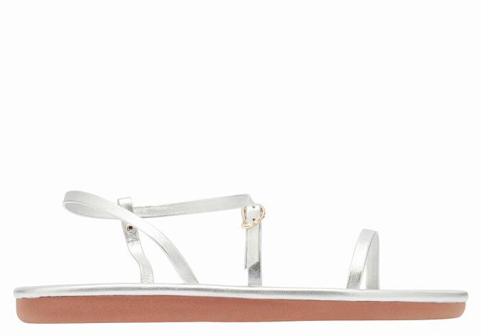 Silver Ancient Greek Sandals Niove Women Back-Strap Sandals | YFK737CP