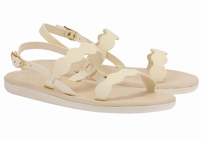 White Ancient Greek Sandals Afros Women Back-Strap Sandals | NTK4478UO