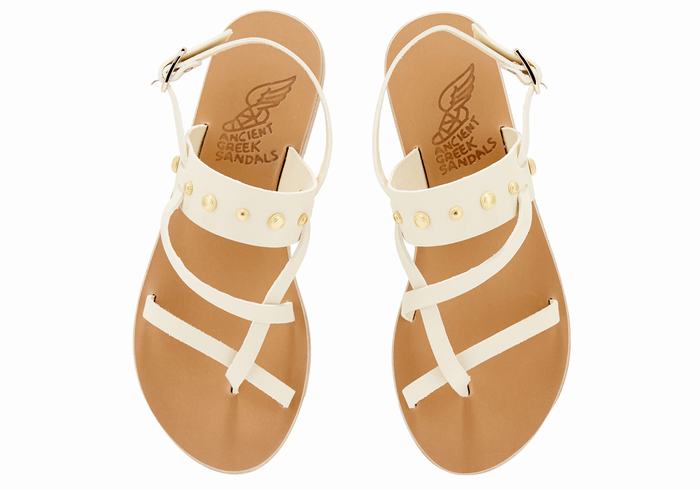 White Ancient Greek Sandals Alethea Bee Women Back-Strap Sandals | ROK2331FW