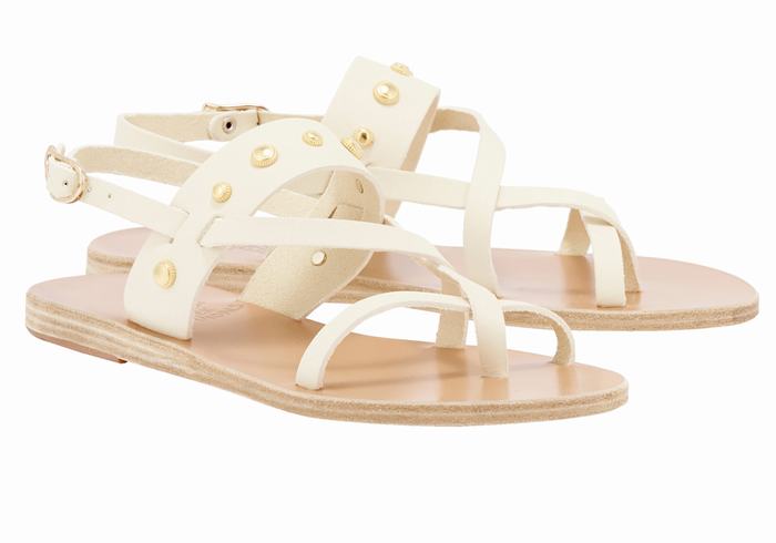 White Ancient Greek Sandals Alethea Bee Women Back-Strap Sandals | ROK2331FW