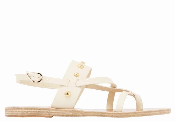 White Ancient Greek Sandals Alethea Bee Women Back-Strap Sandals | ROK2331FW