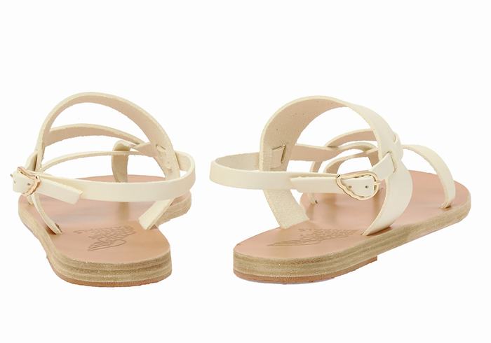 White Ancient Greek Sandals Alethea Leather Women Back-Strap Sandals | KFA302FW