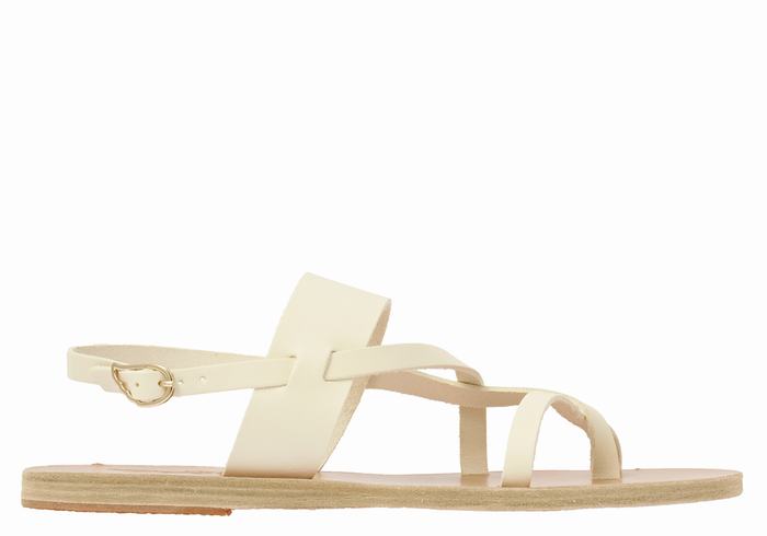 White Ancient Greek Sandals Alethea Leather Women Back-Strap Sandals | KFA302FW