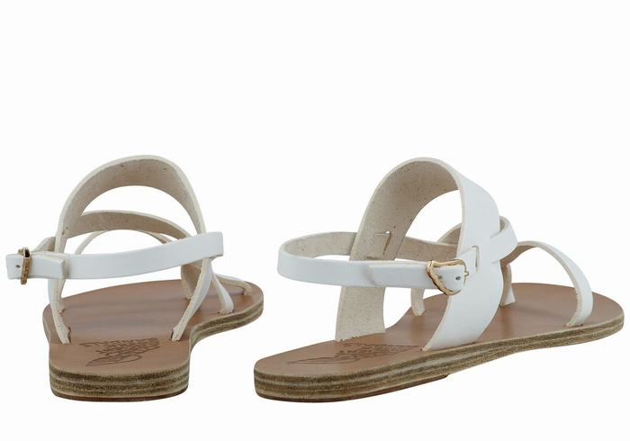 White Ancient Greek Sandals Alethea Leather Women Back-Strap Sandals | QEI1750PF