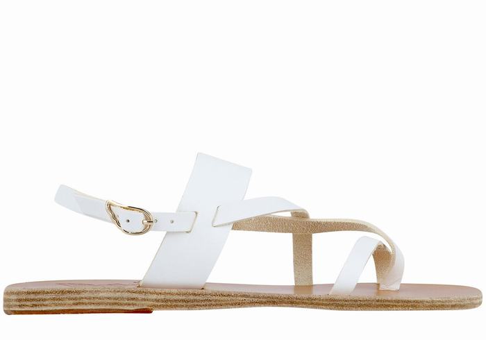 White Ancient Greek Sandals Alethea Leather Women Back-Strap Sandals | QEI1750PF