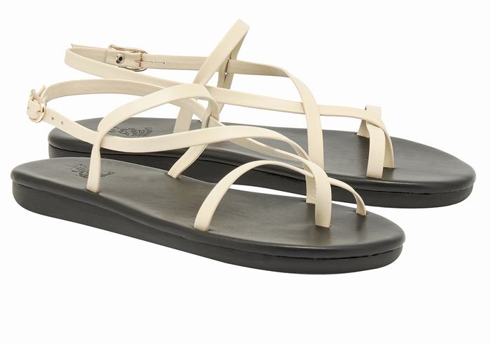 White Ancient Greek Sandals Alethea Women Back-Strap Sandals | TMB3467PW