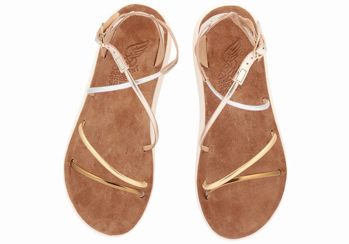 White Ancient Greek Sandals Anastasia Comfort Women Ankle Strap Sandals | USQ5651VD