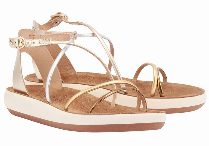 White Ancient Greek Sandals Anastasia Comfort Women Ankle Strap Sandals | USQ5651VD