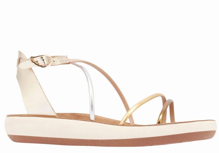 White Ancient Greek Sandals Anastasia Comfort Women Ankle Strap Sandals | USQ5651VD