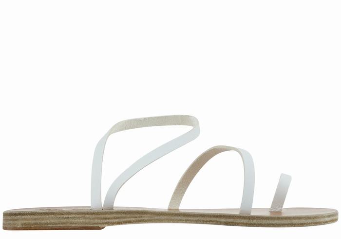 White Ancient Greek Sandals Apli Eleftheria Leather Women Toe-Post Sandals | MPG6310YR