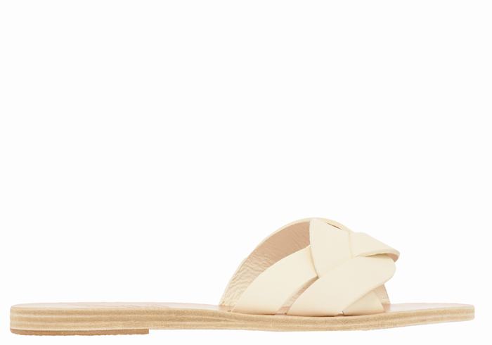 White Ancient Greek Sandals Arachne Women Slide Sandals | FBS5435GT