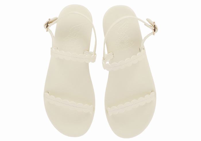 White Ancient Greek Sandals Aroula Women Back-Strap Sandals | QUL9322LE