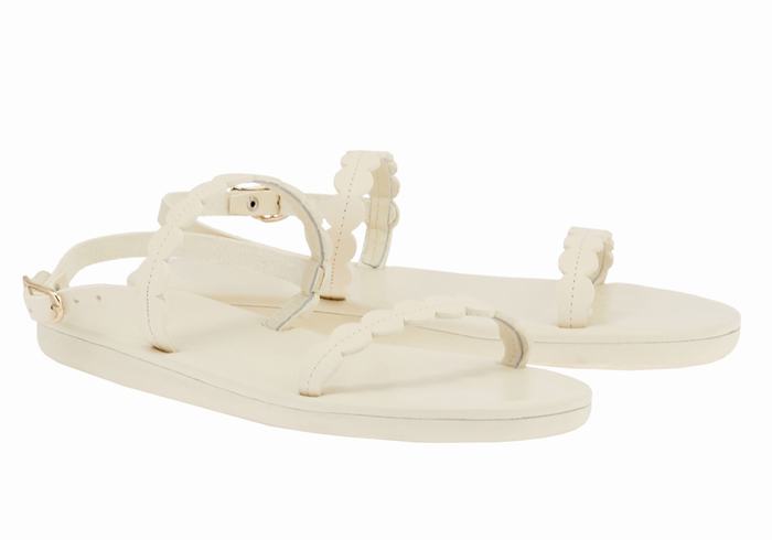 White Ancient Greek Sandals Aroula Women Back-Strap Sandals | QUL9322LE