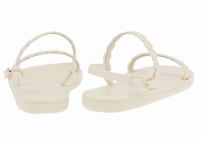 White Ancient Greek Sandals Aroula Women Back-Strap Sandals | QUL9322LE