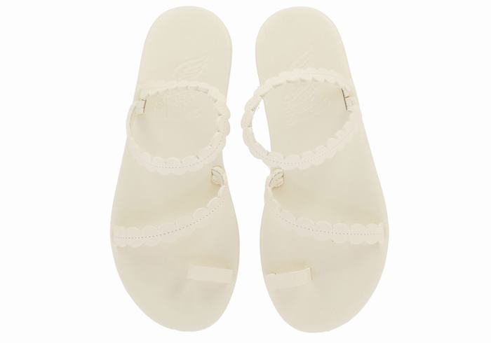 White Ancient Greek Sandals Aura Women Toe-Post Sandals | ESZ4324LR