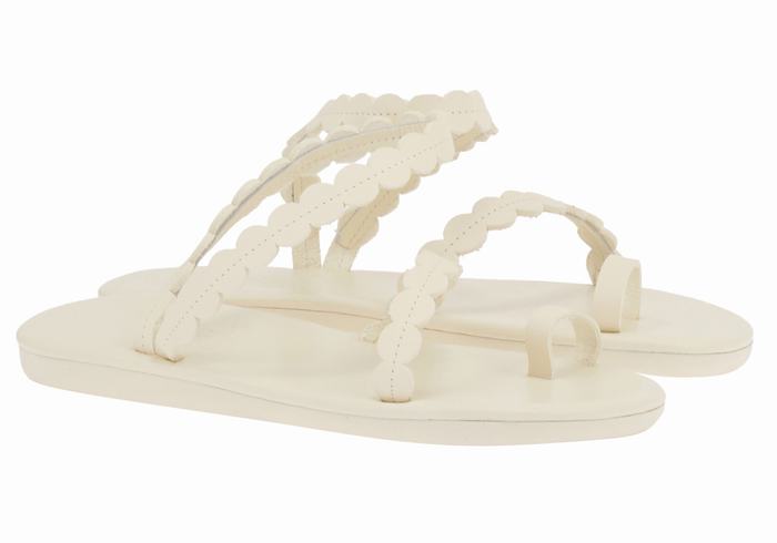 White Ancient Greek Sandals Aura Women Toe-Post Sandals | ESZ4324LR