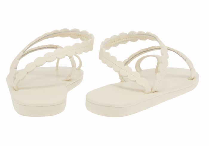 White Ancient Greek Sandals Aura Women Toe-Post Sandals | ESZ4324LR