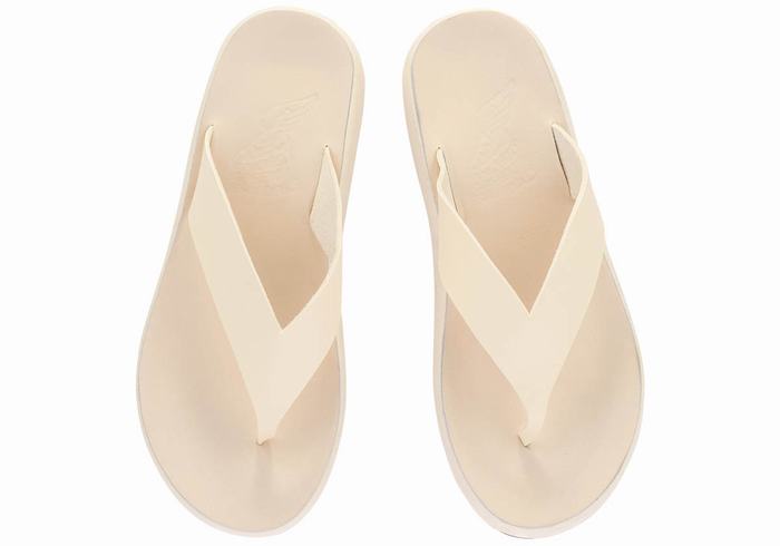 White Ancient Greek Sandals Charys Comfort Women Flip Flops | OLU4384CG