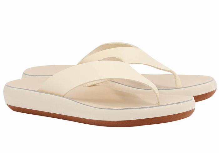 White Ancient Greek Sandals Charys Comfort Women Flip Flops | OLU4384CG