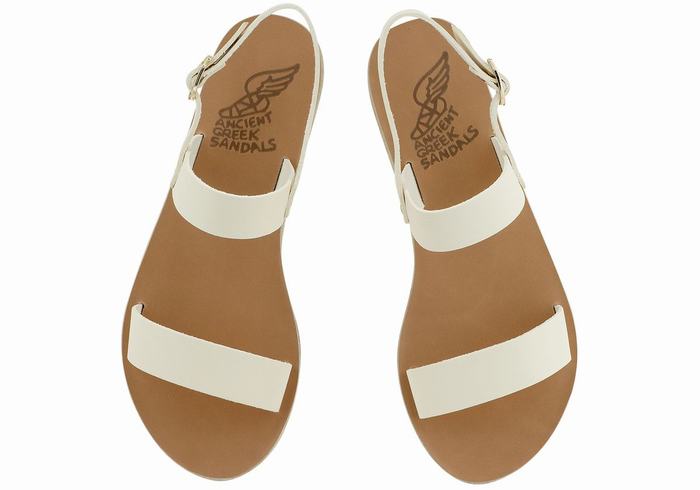 White Ancient Greek Sandals Clio Women Back-Strap Sandals | OWW1851HK