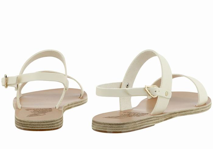 White Ancient Greek Sandals Clio Women Back-Strap Sandals | OWW1851HK