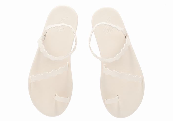 White Ancient Greek Sandals Cronos Women Toe-Post Sandals | IHB7220SU