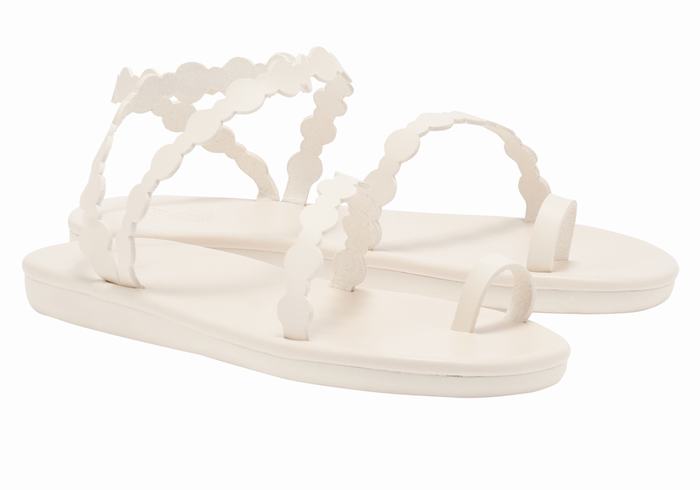 White Ancient Greek Sandals Cronos Women Toe-Post Sandals | IHB7220SU