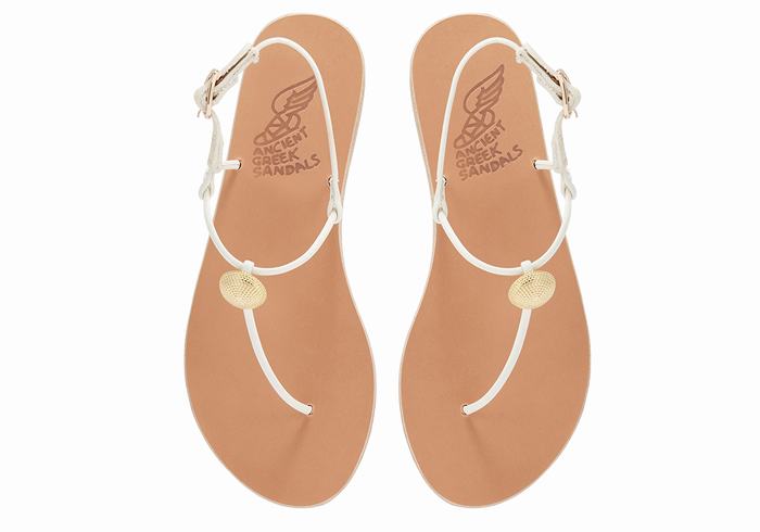 White Ancient Greek Sandals Dimitra Flip Flop Women Back-Strap Sandals | YVA4519QB