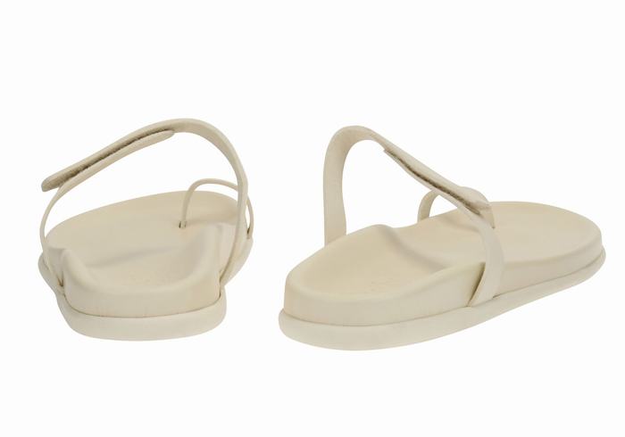 White Ancient Greek Sandals Dokos Women Toe-Post Sandals | XAG262SJ