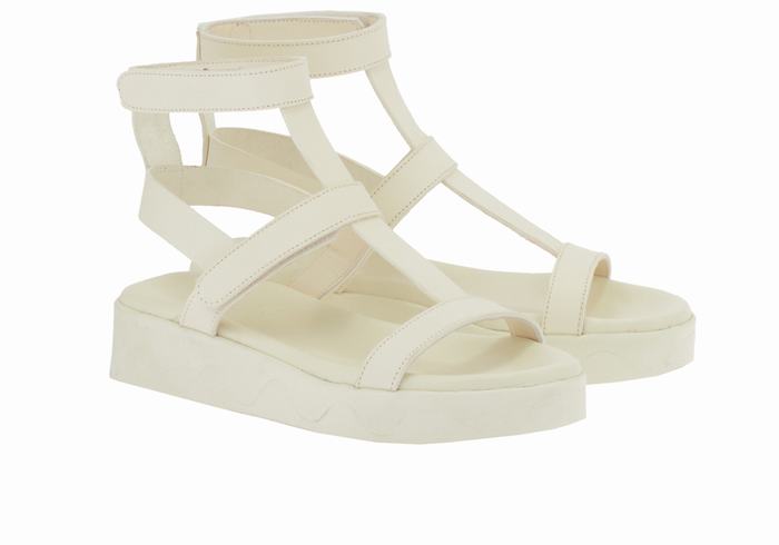 White Ancient Greek Sandals Efrosini Leather Women Platform Sandals | AGI196NE