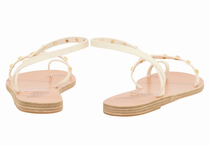 White Ancient Greek Sandals Eleftheria Bee Women Toe-Post Sandals | GQU1837TO