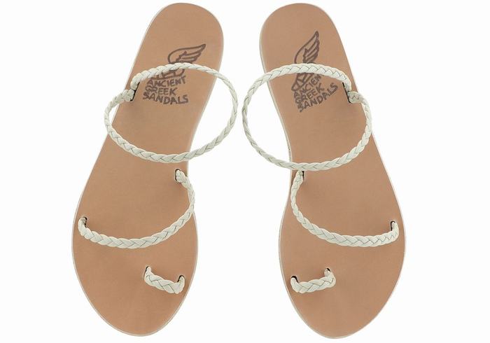 White Ancient Greek Sandals Eleftheria Leather Women Braided Sandals | WAR5052DZ