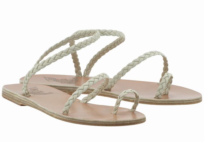 White Ancient Greek Sandals Eleftheria Leather Women Braided Sandals | WAR5052DZ