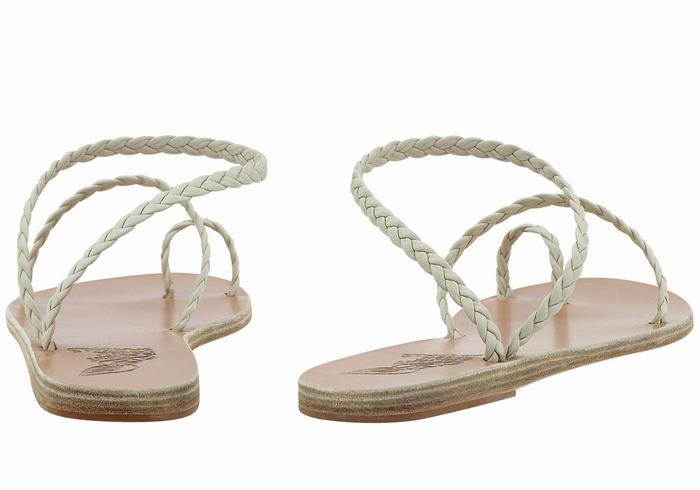 White Ancient Greek Sandals Eleftheria Leather Women Braided Sandals | WAR5052DZ