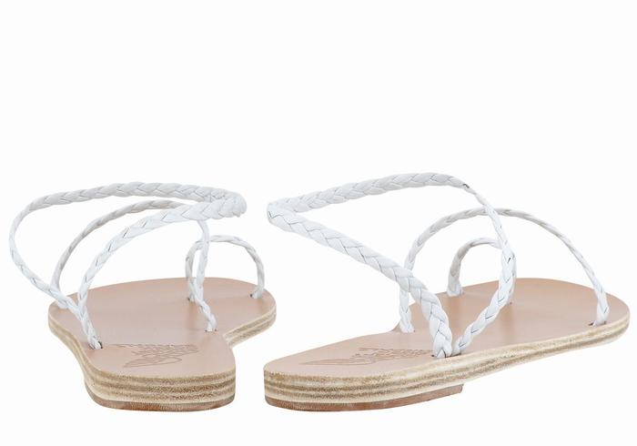 White Ancient Greek Sandals Eleftheria Leather Women Braided Sandals | EFF1159ZW