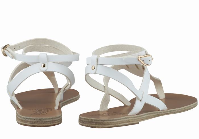 White Ancient Greek Sandals Estia Leather Women Ankle Strap Sandals | RXI6514LM