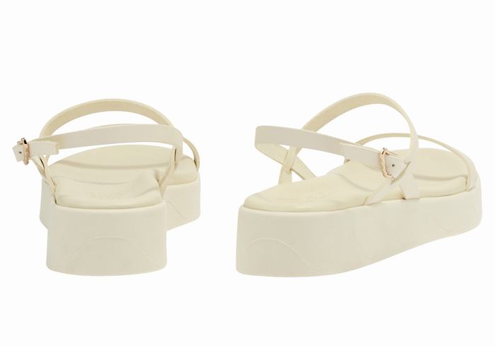 White Ancient Greek Sandals Evriali Leather Women Platform Sandals | UBA7081JS