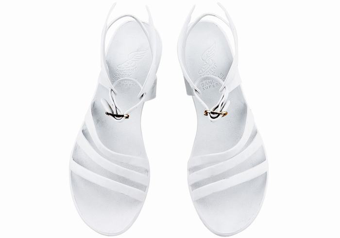 White Ancient Greek Sandals Ikaria Women Ankle Strap Sandals | PLB315GY