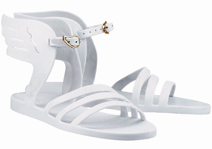 White Ancient Greek Sandals Ikaria Women Ankle Strap Sandals | PLB315GY