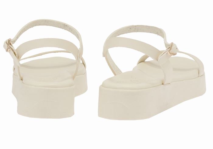White Ancient Greek Sandals Irida Leather Women Platform Sandals | YFB4386GI