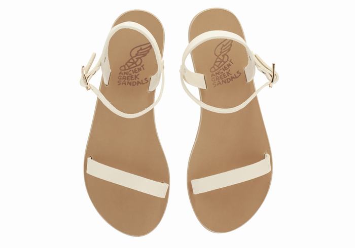 White Ancient Greek Sandals Irida Leather Women Back-Strap Sandals | JGS2362NV