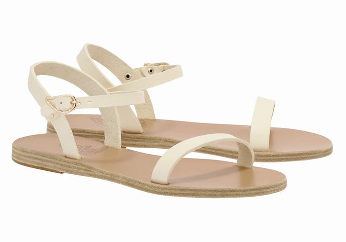 White Ancient Greek Sandals Irida Leather Women Back-Strap Sandals | JGS2362NV