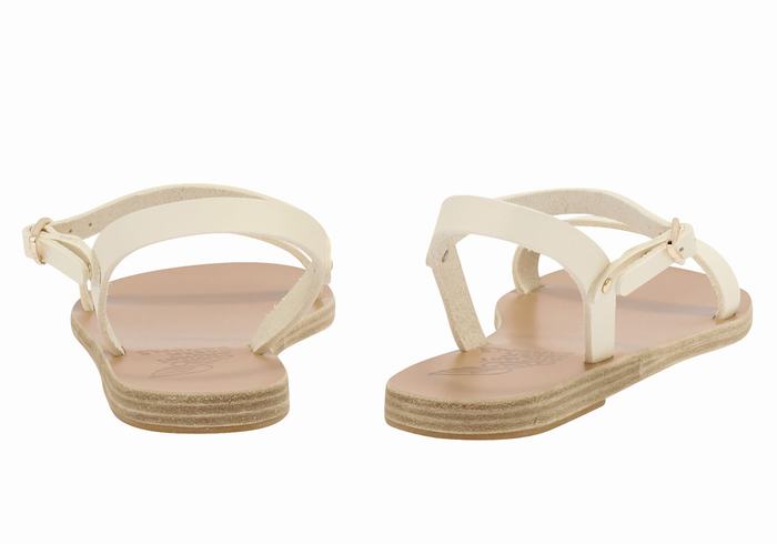 White Ancient Greek Sandals Irida Leather Women Back-Strap Sandals | JGS2362NV