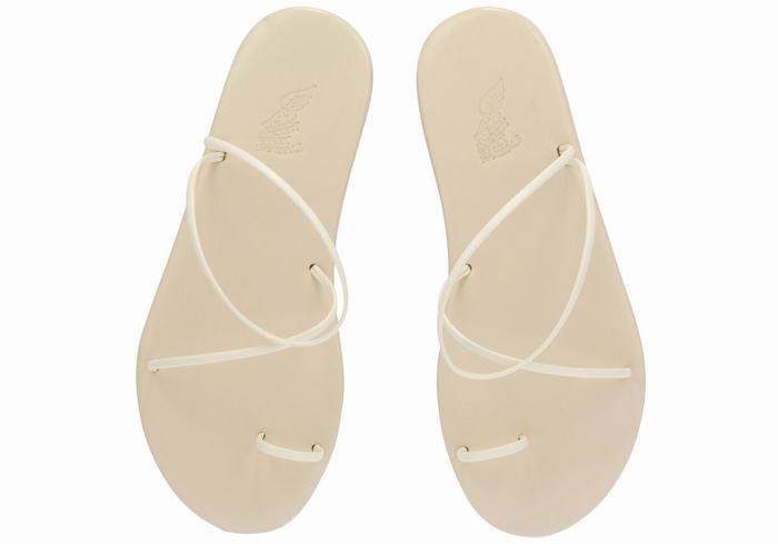 White Ancient Greek Sandals Kansiz Women Toe-Post Sandals | SAE388QC