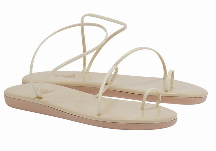 White Ancient Greek Sandals Kansiz Women Toe-Post Sandals | SAE388QC