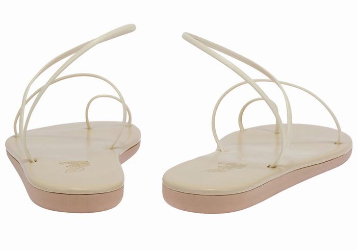 White Ancient Greek Sandals Kansiz Women Toe-Post Sandals | SAE388QC