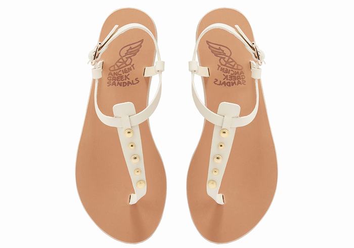 White Ancient Greek Sandals Lito Bee Women Back-Strap Sandals | PSC8177LA