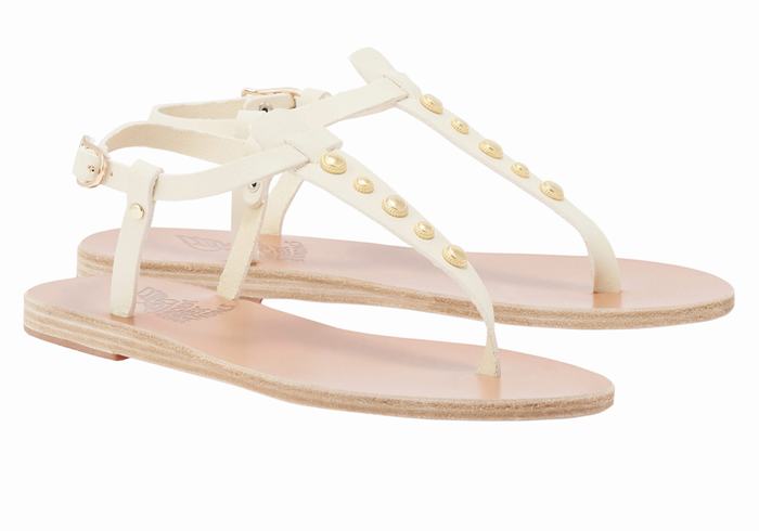 White Ancient Greek Sandals Lito Bee Women Back-Strap Sandals | PSC8177LA