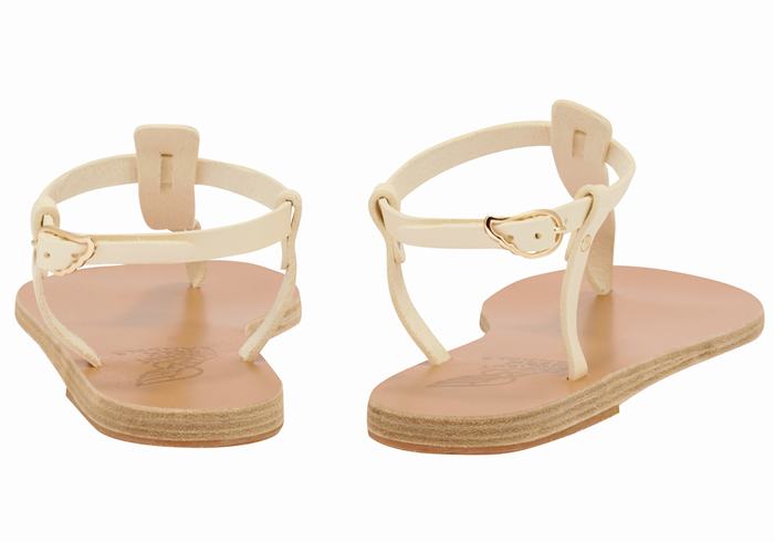 White Ancient Greek Sandals Lito Flip Flop Leather Women Back-Strap Sandals | LEJ2771NZ